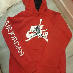 #Kids #unisex #Nike Air #Jordan Hoodie

Size: 12-13 years 
Colour: Red 

Condition: #good used with plenty of life left in it. Has signs of wear. The left sleeve has started to fray a little & there is a small pen mark on the pocket. All imperfections are shown in the last 2 pictures.