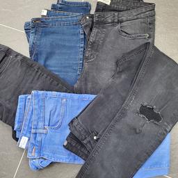 Bundle of denim co skinny jeans all with stretch, 1 mid blue 1 darker blue 3 black all size 14 a couple the ripped distressed style. £15 the lot
