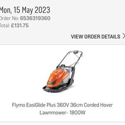 Flymo lawnmower only been used twice since bought last year. See photos