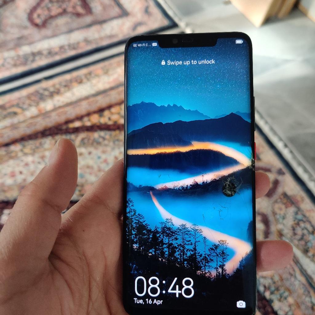 For sale is my Huawei Mate 20 Pro 128GB, the screen is damaged but still can be used. Comes with charger and cases.
