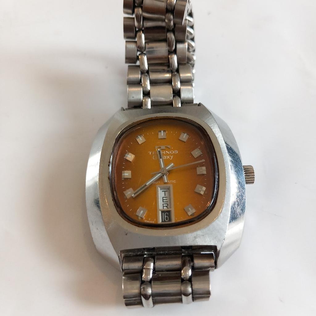 Used in an excellent condition
Brown dial
Date and day on display
Fully functioning as it should be
Stretchable wrist band so nothing to worry about size
Technos world wide
Automatic
Stainless Steel
Swiss made
Water resistant
Antimagnetic
Incabloc
625-0534
2789
25 jewels
Could deliver locally at fuel charges or collect from my
For further queries call
07732141935
Note: Selling at a low price just for quick sale