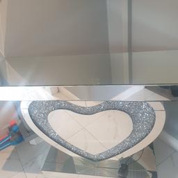 mirrored led console table (heart lights up) damaged in right bottom corner as seen in pic , can be repaired £60 ono
