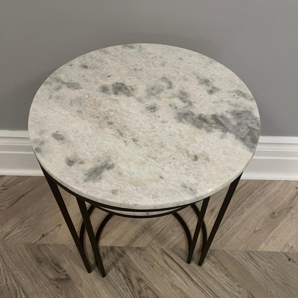 West Elm side tables
Near of two
Marble top with brass legs
Retails for £343