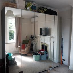 2 x double and 1 x single ikea pax wardibes with mirrored doors. currently joined together.
dimensions: double 100x236x 60 (wxhxd); single 50x236x60 (wxhxd)
includes shelves, hanging rails etc.
must be dismantled and teansported
will consider splitting.