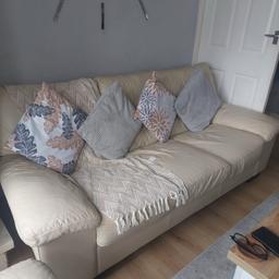 3 piece leather sofa. small where ( see pic ) but doesnt spoil the look. from smoke free pet free home. avialable to collect saturday from 130pm. must go saturday has new suite and nowhere to store