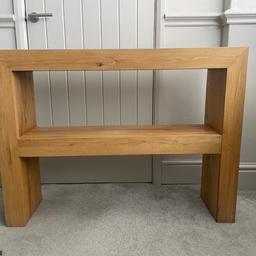 Oak Console Table

Good condition, usual light marks and 1 slight chip. 

100 cm wide
75 cm tall
25cm deep