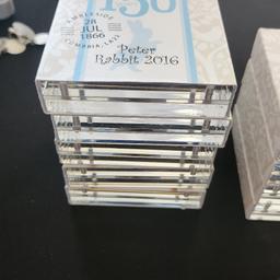 stunning set of 9 silver proof style 2016 and 2017 50p coins, all in clear plastic case's celebrating 150 years rare set