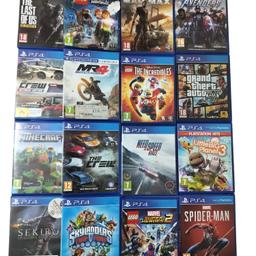 Sony PlayStation 4 Games Individually Priced PS4

GTA 5 £10
Spider man £10
Until dawn extended edition £10
Uncharted Nathan drake collection £6
F1 2019 £3
Batman arkham knight £3
Minecraft cross play £16
Lego super heroes 2 £5
Sekiro £28
Skylanders Trap Team Game only £70
Avengers £5
The last of us remastered £8
Lego jurassic world £5
Mad max £5
Moto racer 4 £5
The crew £3
Lego incredibles £6
Need for speed rivals £8
Little big planet 3 £8
The crew £3

Collection from UB4 0NH or postage availabl