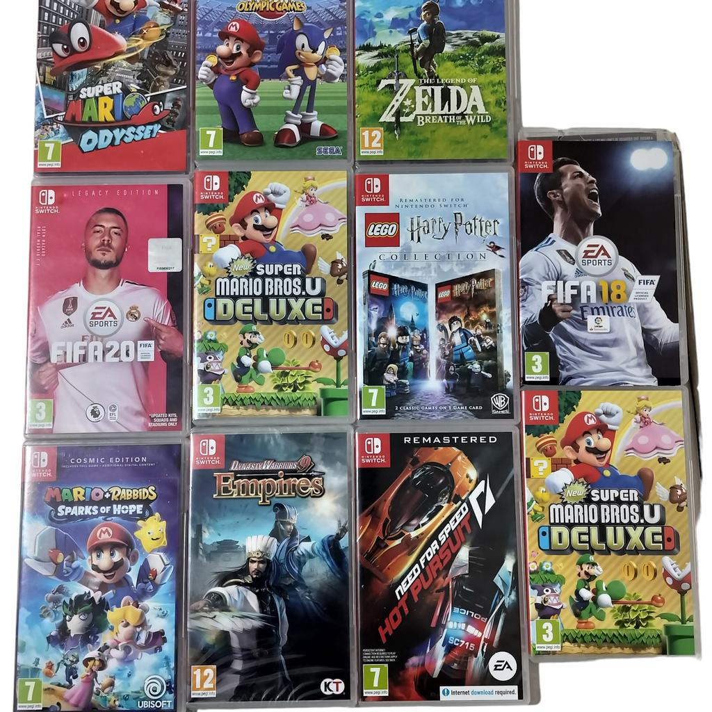 Nintendo Switch Games Individually Priced

Super Mario Odyssey £25
New super mario bros U deluxe £25
Mario and Sonic at the Olympic Games Tokyo 2020 £25
The Legend of Zelda Breath of The Wild £26
FIFA 20 £6
FIFA 18 £6
Lego Harry Potter Collection £14
Mario + Rabbids sparks of hope £13
Need for speed hot pursuit remastered £13
Dynasty warriors 9 empires brand new and sealed £12

Collection from UB4 0NH or postage available

If you have any questions message me