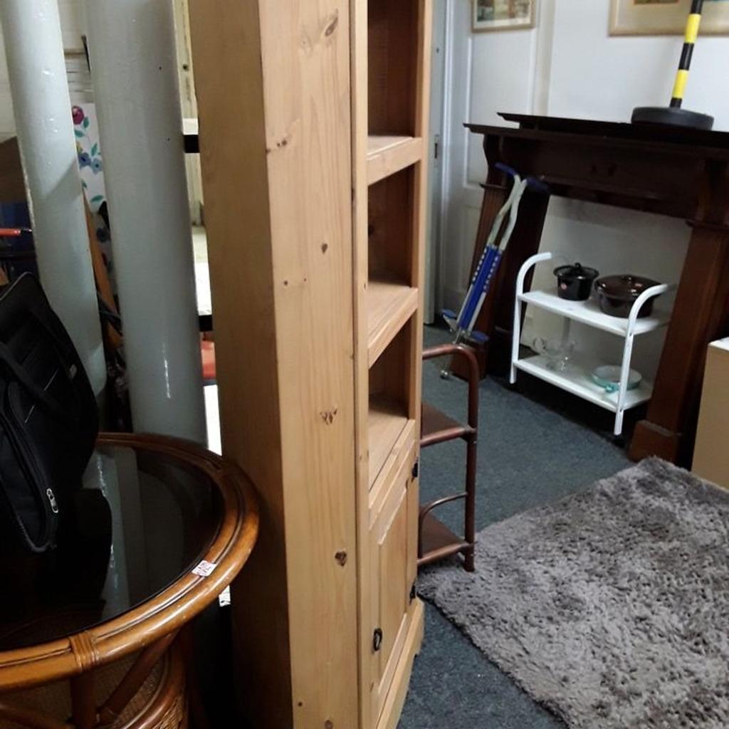 SALE - Was £95 NOW £76.

This solid Corona pine corner unit is in good all-round used condition.

30 inches wide x 15 inches deep x 69 inches high.

Our second hand furniture mill shop is LOW COST MOVES, at St Paul's trading estate, Copley Mill, off Huddersfield Road, Stalybridge SK15 3DN... Delivery available for an extra charge.

There are some large metal gates next to St Paul's church... Go through them, bear immediate left and we are at the bottom of the slope, up from the red steps...

If you are interested in this or any other item, please contact me on 07734 330574, or on the shop 0161 879 9365...Many thanks, Helen.

We are OPEN Monday to Friday from 10 am - 5 pm and Saturday 10 am - 3.30 pm... CLOSED Sundays. CLOSED Bank Holiday long weekends...