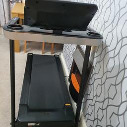 I have for sale my treadmill in black which has option of incline and goes up to speed of 12. has small marks and piece has cracked on bottom in picture.