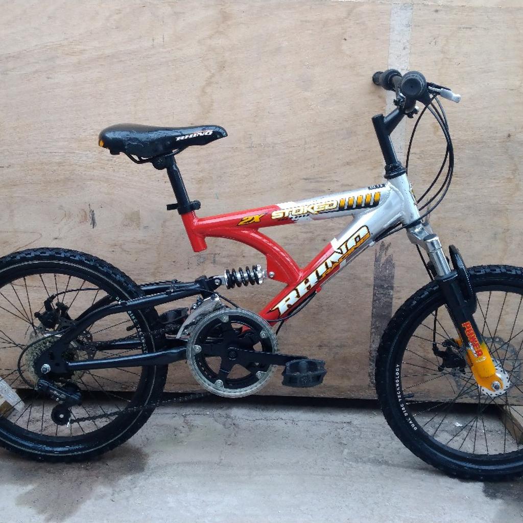 Hi I have a Rhino mountain bike for sale. The bike is in excellent working condition. Grips, tubes, brakes, cables all as new. Wheel size 20, frame size 13, 12 gears (grip shift) dual suspension, dual disc brakes. The gears have been set. The bike has been fully serviced and is ready to ride. £180 ono

Payment can be made in cash on collection. West Midlands Wolverhampton.

I also have other bikes for sale on my page.

Confirmation of sale/offer on collection.

I also fix, repair and service bikes.