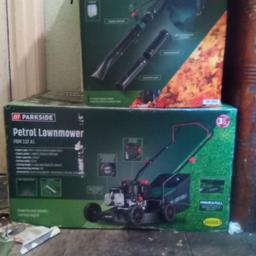 £200 Brand new boxed, unused been in storage so box a bit tatty, unneeded due to no grass, 4 stroke mower, 41" cutting width, 3 heights, 2 stroke back pack blower, both made by parkside tools, £200 for both, BUYER COLLECT ONLY SE24