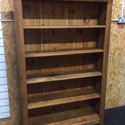 Large rustic solid wood bookcase. It has 4 x adjustable shelves inside. A lovely piece of quality furniture measuring 122cm wide x 36cm deep x 183cm tall. Viewing/collection is Leeds LS24 & delivery is available if required (will need good property access) - £175