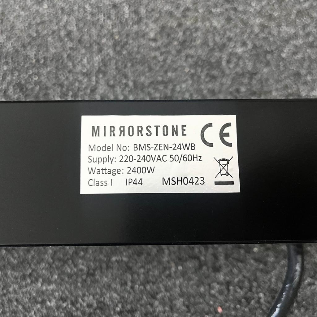 Zenos Mirrorstone 2400w IR bar heater + smart wifi thermostat

- Efficient infrared heater with smart wifi connectivity and inbuilt thermostat.
- 2400w power. Can be plugged directly into mains.
- Full power and half power modes.
- Compatible with Alexa and Google Assistant. It can be remotely controlled via an app. I found this really handy for turning it on while on the way to the office, or being able to check that it was turned off after I had left the office.

Includes wall brackets and standard remote control.

6 months old. Like-new condition. Only selling due to moving to a new better insulated space.

Cash on collection only.

Here’s the product manual for more details
