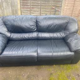 Black Leather settees just need a whipe down had to put them in garden as had new settee yesterday nothing wrong with them collection only £15 for the 2