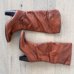 Vegan Leather Boots in rusty brown.