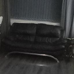 large 3 seater black leather sofa. free collection only. s63