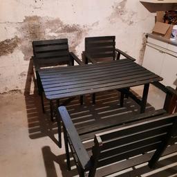 - Holz
- 1 Bank
- 1 Tisch
- 2 Stühle
- nur Abholung
- stehen im Keller

Die Möbel sind nicht klappbar!!!