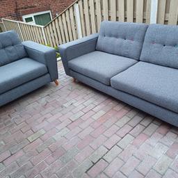 Dfs sofa 3 seater and cuddle chair in excellent condition. 
Pet and smoke free. 
Cushions cover removable. 
225cm/93cm
135cm/93cm