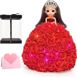POHOMEGK Valentines Gifts for Kids Cute Birthday Gift for Her,Roses Princess Gifts for Daughter, Rose Flowers Girls for Anniversary,Wedding, Gifts for Women Wife Girlfriend (Red)