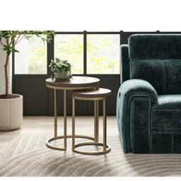 2PCS Double Nesting Coffee Tables Sofa Bedside Table V-Shape Golded Legs

Brand New Boxed

Large table: 19.75" W x 19.75" D x 24" 
Small table: 15.75" W x 15.75" D x 22.5"
