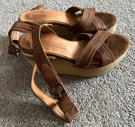 Buy & Sell South West London West Brompton - South West London - Photos for Mina Hoo Leather Wooden Wedge Heeled Sandals