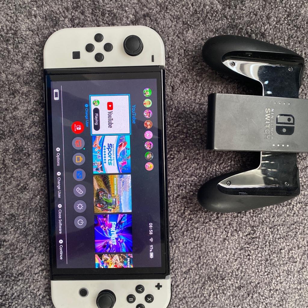Nintendo Switch Oled. Only used a couple of a times comes with original packaging and controllers. Has it’s own Nintendo switch charger, comes with original dock which works perfectly with any tv. Not needed anymore as no one uses it. So I want it to go to a perfect home where it will be taken care of. Thnx