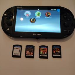 PS vita with charger and four games. so rare now. for collection. left controller getting stucked once in a while but for few second only