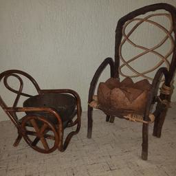 antica coppia di sedie porta oggetti fatte a mano. 50cm e 38 cm