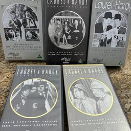 Classic laurel & hardy vhs tapes. Iconic comedy duo . Five vhs tapes . Lots of laughs .