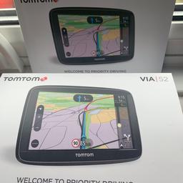 Tom Tom VIA 52 Sat Nav in great working order comes with free lifetime map and traffic updates. Maps installed are United Kingdom, Republic of Ireland and Western Europe, also i am including a hard case to store the Sat Nav when not in use