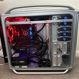 GAMING PC - RTX 3070 - i7 10700K Water Cooled - ASUS ROG Maximus XII Apex - 1TB SSD

Custom made solid metal build Gaming PC in an open case.

NVIDIA GeForce RTX 3070 8GB

CPU: i7 10700K - Water Cooled - Which can go along any of the high end graphic cards


Motherboard: ASUS ROG Maximus XII Apex 
Very High end Motherboard which alone costs £500 new and around £300 in the used market currently
https://www.ebay.co.uk/itm/386734614685?mkcid=16&mkevt=1&mkrid=711-127632-2357-0&ssspo=xbry3rehqz2&sssrc=4429486&ssuid=&var=&widget_ver=artemis&media=COPY


Storage: 1TB Sandisk SSD Plus
SanDisk SSD PLUS 1 TB Sata III 2.5 Inch Internal SSD, Up to 535 MB/s, Black https://amzn.eu/d/iIbAIkv


RAM: 16 GB DDR4 HyperX

PSU: 750W - Crossair AX750

Intel WiFi 6


Collection Only from Slough
I can deliver anywhere near Slough including London, but includes a delivery fee.
Please note that because of the metal build it is quite heavy.