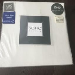 SuperKing Deep Fitted sheet by SOHO Living.
Brand new 
300 thread count
Colour is Cream
180 cm x 200 cm x 40cm
