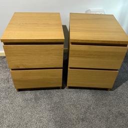Two ikea malm bedside tables in oak colour . Very good condition.