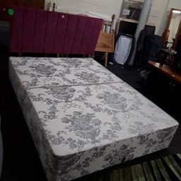 SALE - Was £75 NOW £60.

Grey patterned DOUBLE divan bed base with NO DRAWERS. Good all-round used condition...

Mattress's available FROM £76 upwards. Choice of headboards also available FROM £24 upwards.

Our second hand furniture mill shop is LOW COST MOVES, at St Paul's trading estate, Copley Mill, off Huddersfield Road, Stalybridge SK15 3DN... Delivery available for an extra charge.

There are some large metal gates next to St Paul's church... Go through them, bear immediate left and we are at the bottom of the slope, up from the red steps... 

If you are interested in this or any other item, please contact me on 07734 330574, or on the shop 0161 879 9365...Many thanks, Helen. 

We are OPEN Monday to Friday from 10 am - 5 pm and Saturday 10 am - 3.30 pm... CLOSED Sundays.  CLOSED Bank Holiday long weekends...