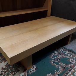 SALE - Was £110 NOW £85.

This large very heavy oak coffee table is in good all-round used condition. There are some light scratches on the top due to use... I think it may be oak veneered rather than solid wood throughout but not 100% sure.

47 inches long x 24 inches deep x 12 inches high.

Our second hand furniture mill shop is LOW COST MOVES, at St Paul's trading estate, Copley Mill, off Huddersfield Road, Stalybridge SK15 3DN... Delivery available for an extra charge.

There are some large metal gates next to St Paul's church... Go through them, bear immediate left and we are at the bottom of the slope, up from the red steps... 

If you are interested in this or any other item, please contact me on 07734 330574, or on the shop 0161 879 9365...Many thanks, Helen. 

We are OPEN Monday to Friday from 10 am - 5 pm and Saturday 10 am - 3.30 pm... CLOSED Sundays.  CLOSED Bank Holiday long weekends...