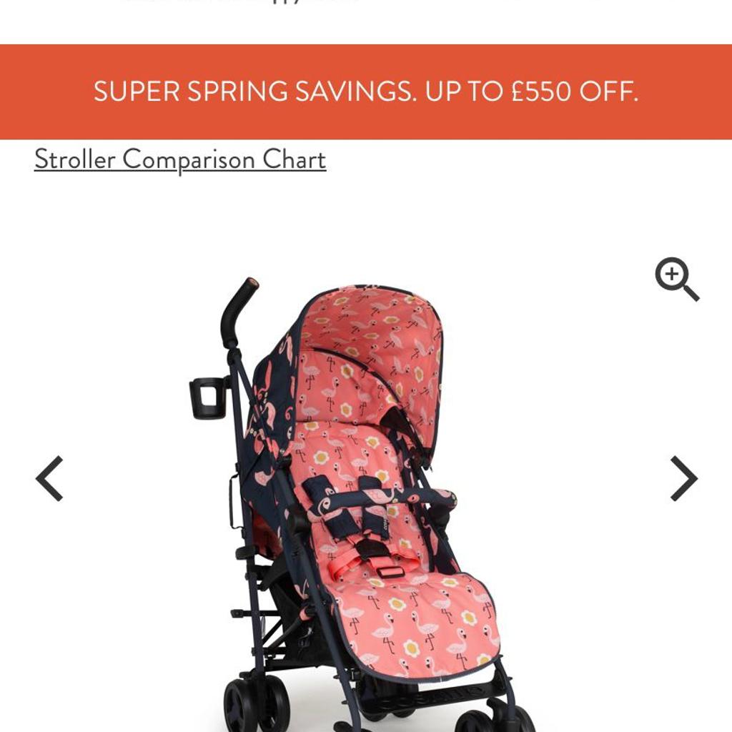 Hear I have for sale brand new not in box thou a cosatto super 3 pretty flamingo stroller brought for my daughter but not keen on it never been outside only been set up and that's all comes with footmuff and rain cover, selling as new item please email as work different shifts so may not be available to answer calls payed £160 for it like say is brand new never been used looking for £130 can deliver locally for free