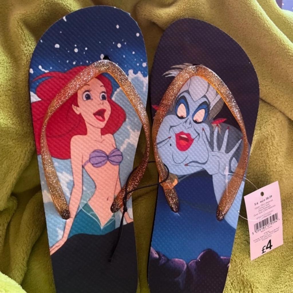 Brand new ladies little mermaid flip flops size 5-6