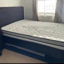 IKEA King size bed frame, covers come off which you can wash, very sturdy, will help you fit it in your van. Mattress will be an extra £100, it's a firm mattress but still like new.