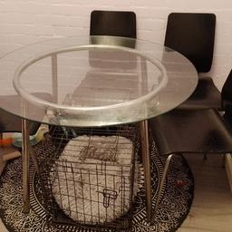 glass table black chairs good condition