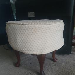 small sitting stool, I used for under my dressing table, brown wooden legs, beige cushion, can be removed to wash

selling due to house move no room