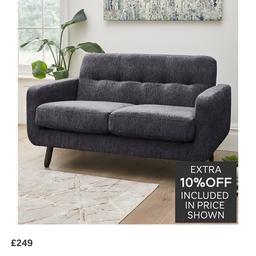 Oslo 2 seater sofa 
Slate colour 
Chenille fabric 
Very comfortable & quality made 
Boxed new 
W129D76H78cm