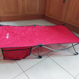 Big Daddy folding Camp bed for small children. Dimensions: 106cm x 60cm x 25cm when unfolded. Used minimally, stored indoors and in great condition. Ideal for toddlers who have outgrown travel cots. Comes with carry bag. Collection from Guildford  (GU2) only please.