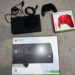 Mint condition. Only a few weeks old. Unboxed red controller is unopened. No daft offers thanks.