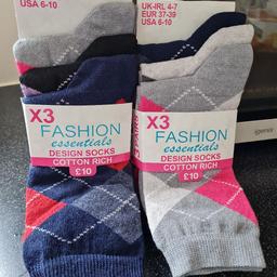 6 x fashion design ladies socks brand new in packaging