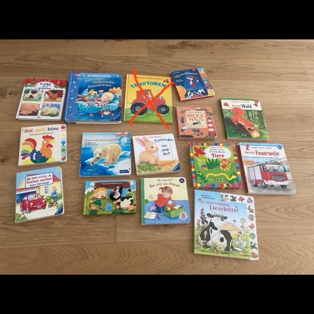 14 verschiedene Kinderbücher mit Klappen und Schiebern; Buch mit Soundeffekt mit neuen Batterien.
Ab 12 bis 24 Monate
