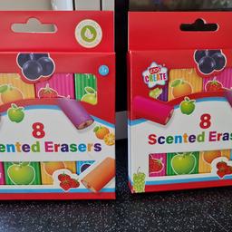 2 x packs of 8 scented erasers brand new in packaging