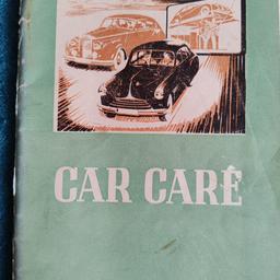 Care Care, a publication by Castrol Oils.

Paperback 1955, 64 pages with diagrams and photographs. 

Lovely condition, middle pages have come loose.

£5.00 + p&p