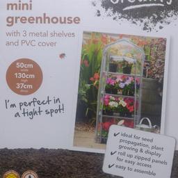 wilko Mini Greenhouse - Compact Design - Removable Cover - 3 Metal Shelves - Easy to Assemble - Made with PVC Cover - Outdoor Roll Up Zip Panel Opening - Weatherproof